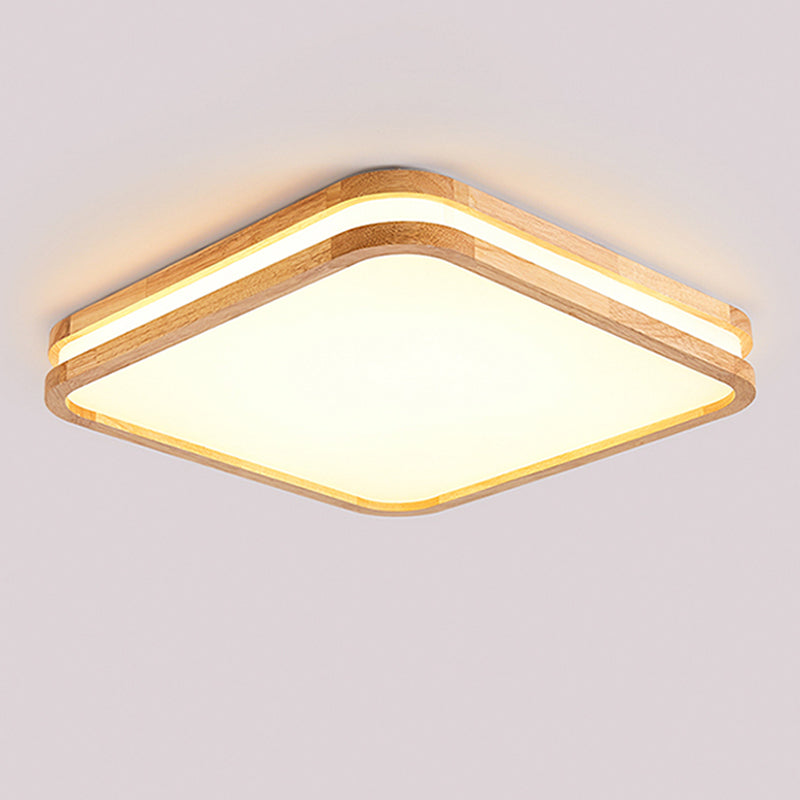 Geometric Wood Flush Ceiling Light Modern 1-Light Flush Ceiling Light Fixtures in Brown