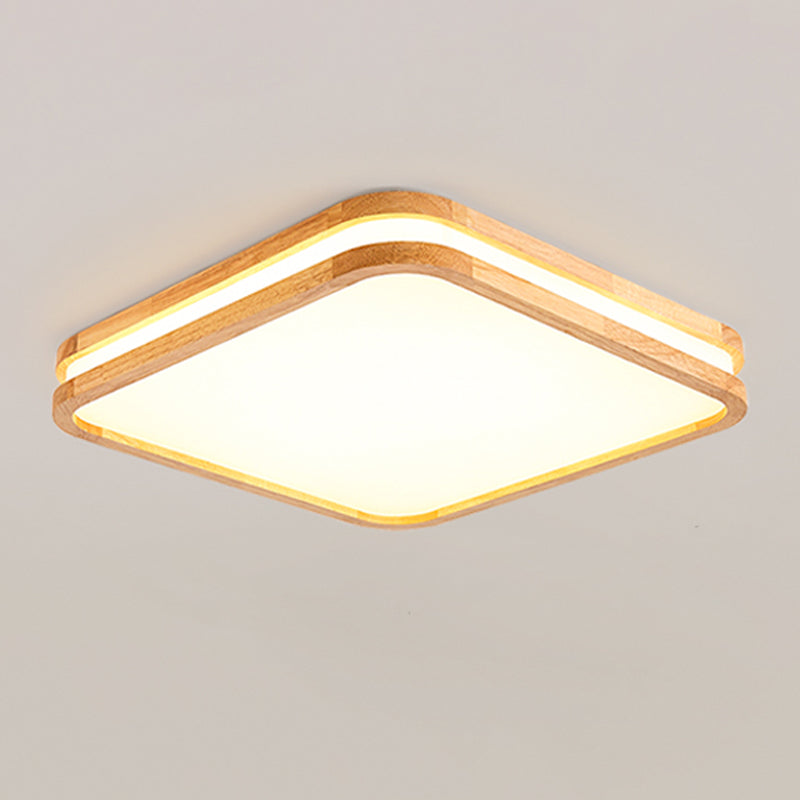Geometric Wood Flush Ceiling Light Modern 1-Light Flush Ceiling Light Fixtures in Brown