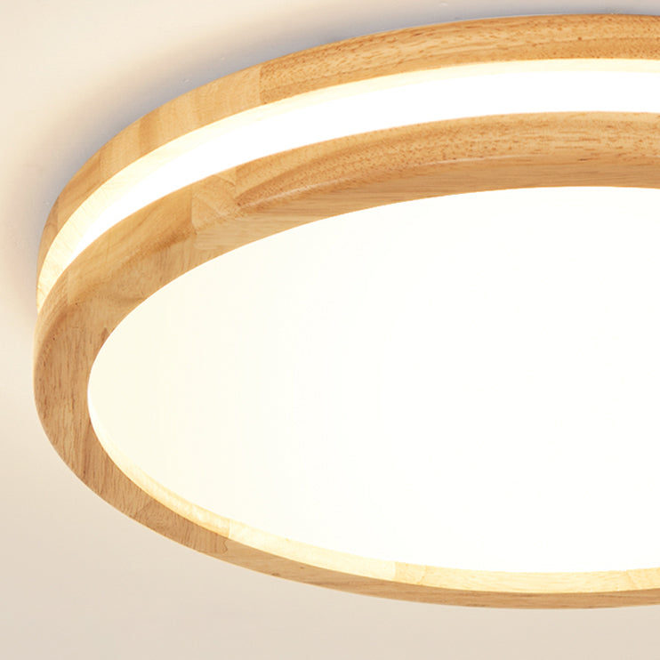 Geometric Wood Flush Ceiling Light Modern 1-Light Flush Ceiling Light Fixtures in Brown