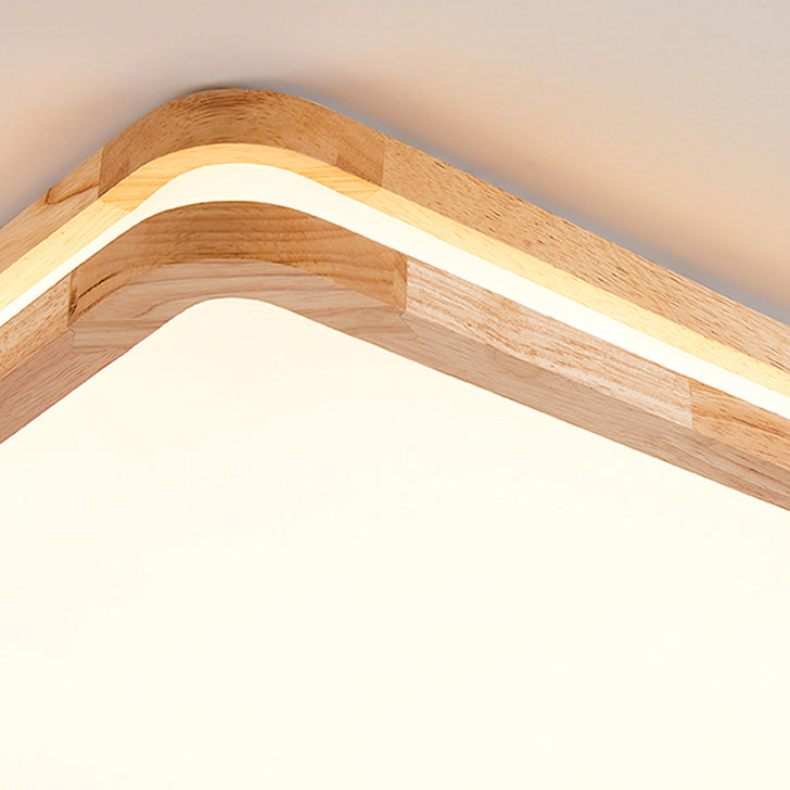 Geometric Wood Flush Ceiling Light Modern 1-Light Flush Ceiling Light Fixtures in Brown