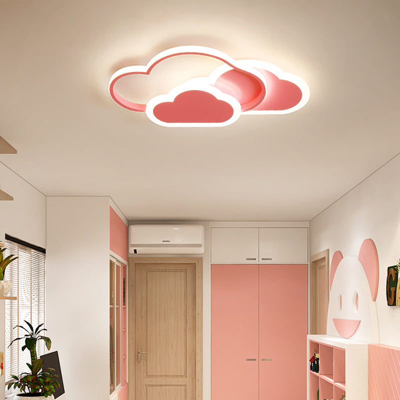 Contemporary Clouds Flush Light Metal 3-Light Flush Mount Ceiling Fixture