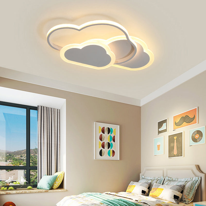 Contemporary Clouds Flush Light Metal 3-Light Flush Mount Ceiling Fixture