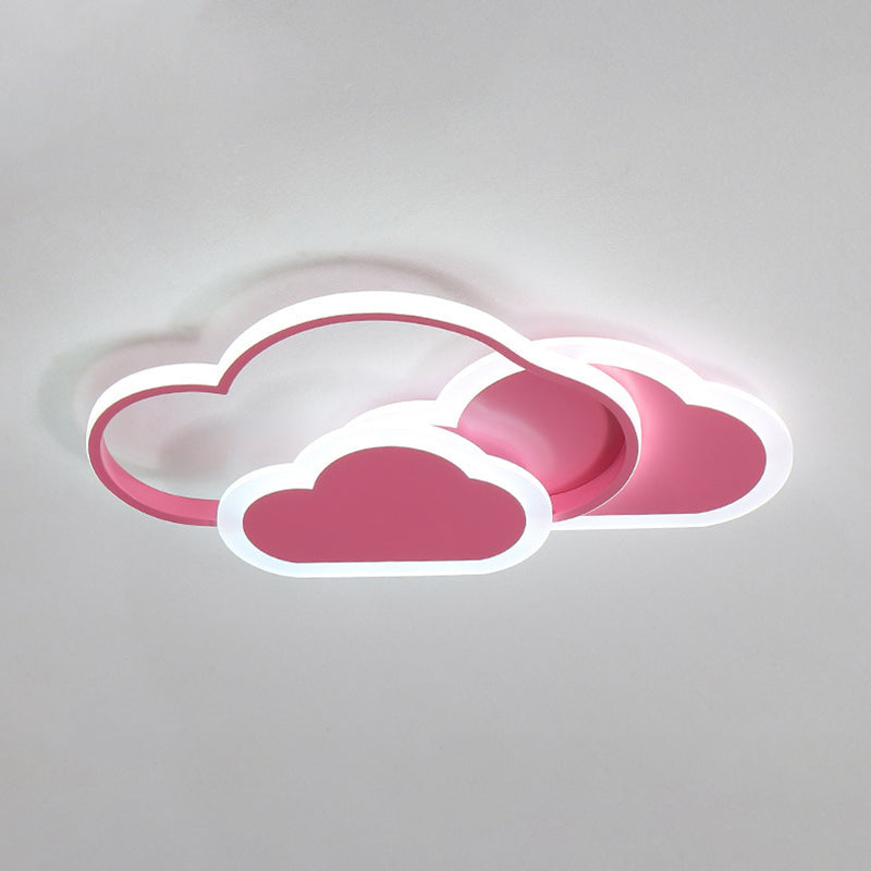 Contemporary Clouds Flush Light Metal 3-Light Flush Mount Ceiling Fixture