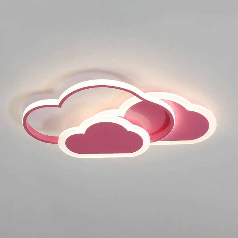 Contemporary Clouds Flush Light Metal 3-Light Flush Mount Ceiling Fixture