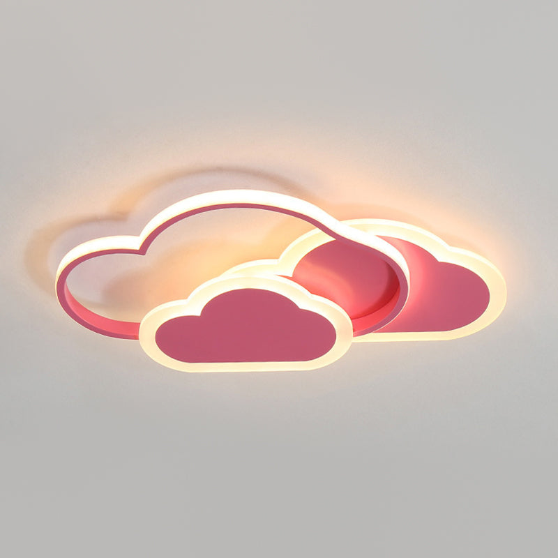 Contemporary Clouds Flush Light Metal 3-Light Flush Mount Ceiling Fixture