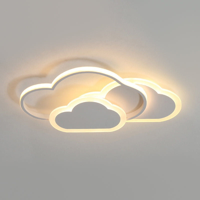 Contemporary Clouds Flush Light Metal 3-Light Flush Mount Ceiling Fixture