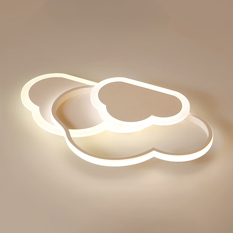 Contemporary Clouds Flush Light Metal 3-Light Flush Mount Ceiling Fixture