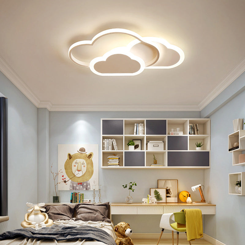Contemporary Clouds Flush Light Metal 3-Light Flush Mount Ceiling Fixture