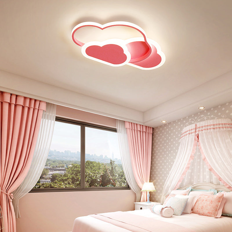 Contemporary Clouds Flush Light Metal 3-Light Flush Mount Ceiling Fixture