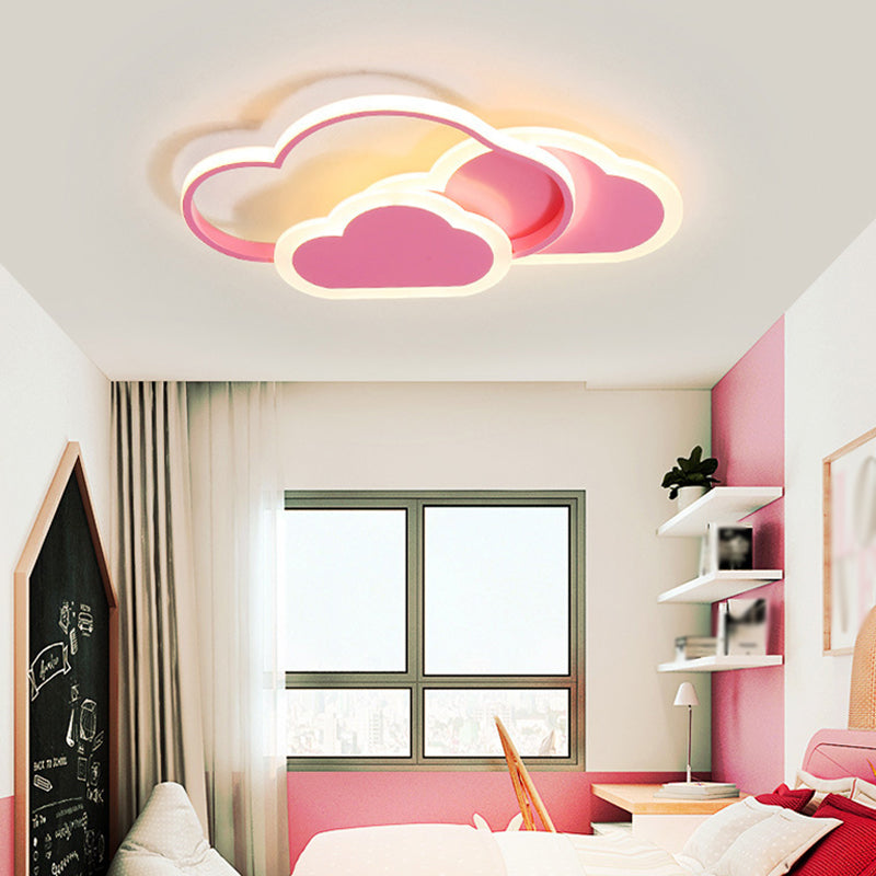 Contemporary Clouds Flush Light Metal 3-Light Flush Mount Ceiling Fixture