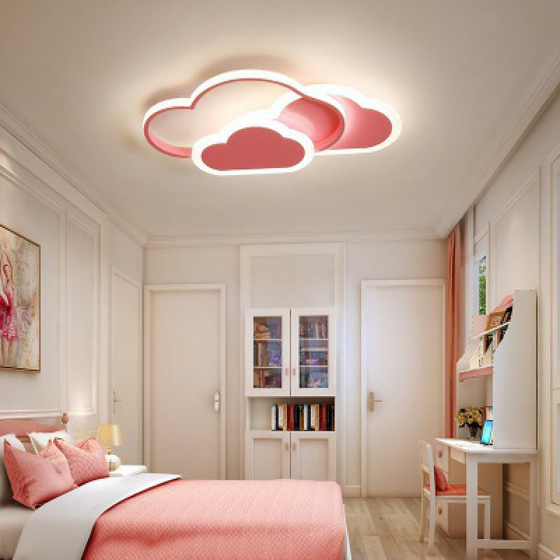 Contemporary Clouds Flush Light Metal 3-Light Flush Mount Ceiling Fixture