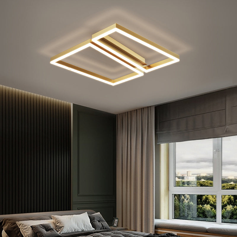 Contemporary Geometric Flush Light Metal 2 Light Flush Mount Ceiling Fixture