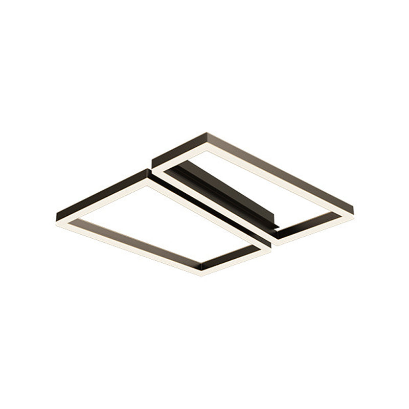 Contemporary Geometric Flush Light Metal 2 Light Flush Mount Ceiling Fixture
