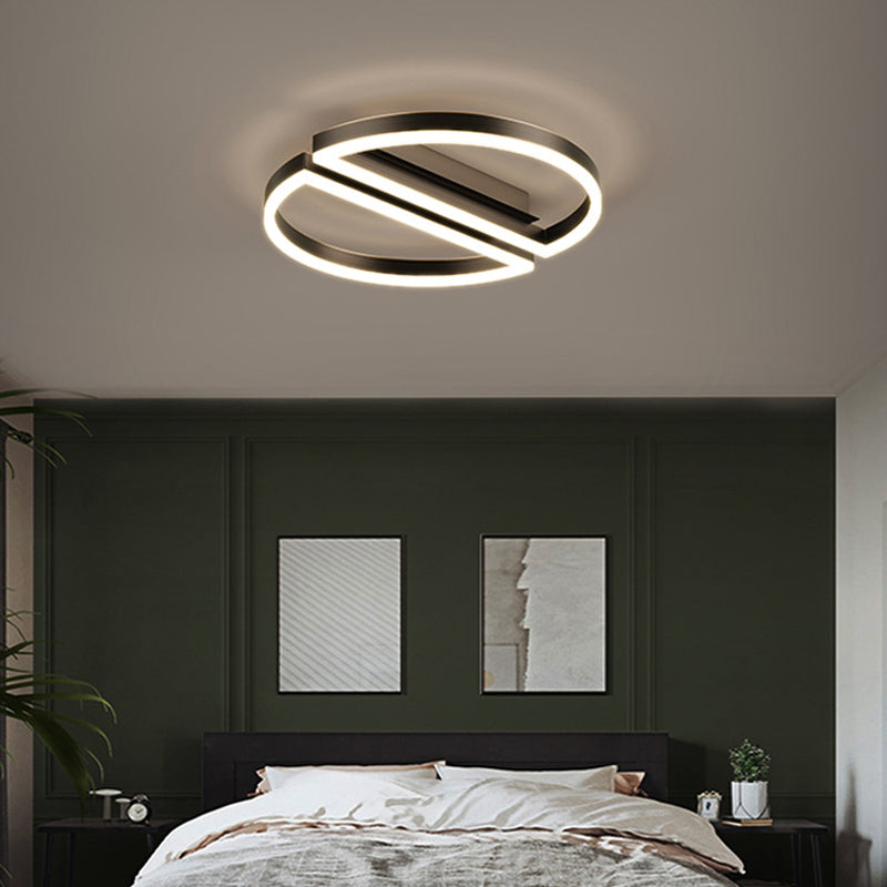 Contemporary Geometric Flush Light Metal 2 Light Flush Mount Ceiling Fixture