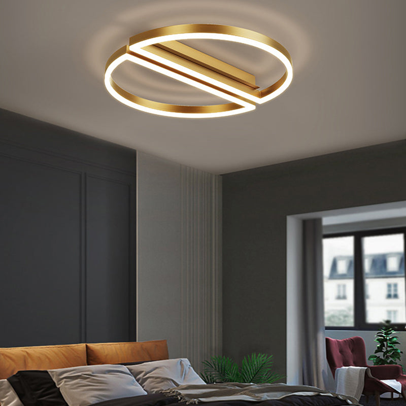 Contemporary Geometric Flush Light Metal 2 Light Flush Mount Ceiling Fixture