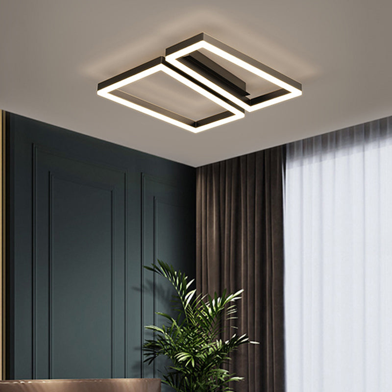 Contemporary Geometric Flush Light Metal 2 Light Flush Mount Ceiling Fixture