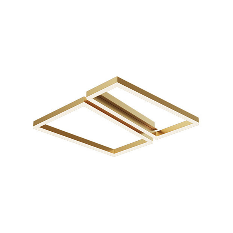 Contemporary Geometric Flush Light Metal 2 Light Flush Mount Ceiling Fixture