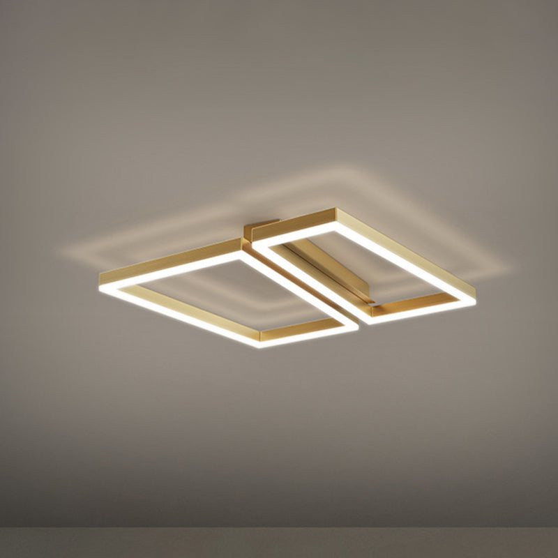Contemporary Geometric Flush Light Metal 2 Light Flush Mount Ceiling Fixture