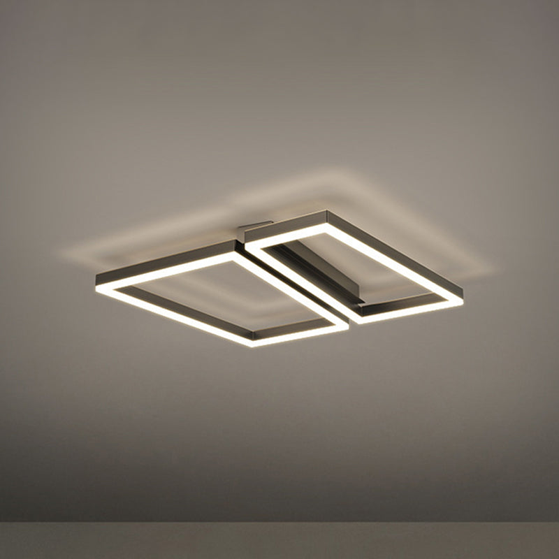 Contemporary Geometric Flush Light Metal 2 Light Flush Mount Ceiling Fixture