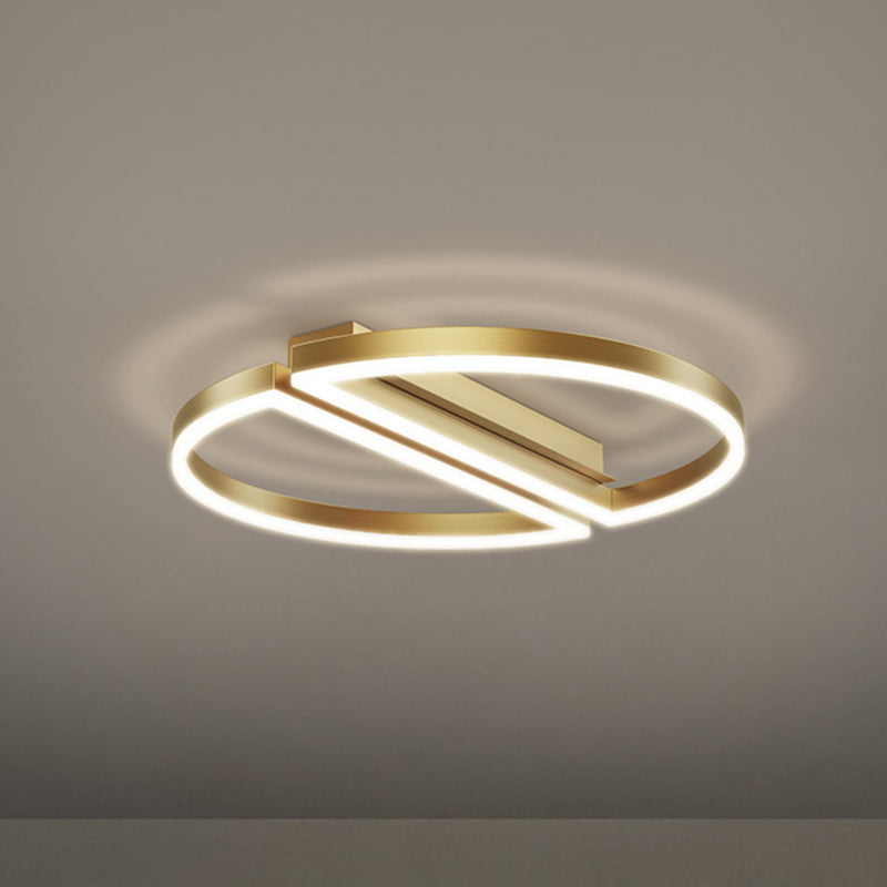 Contemporary Geometric Flush Light Metal 2 Light Flush Mount Ceiling Fixture