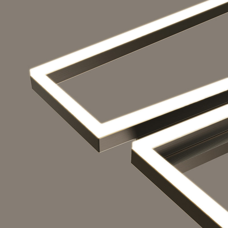 Contemporary Geometric Flush Light Metal 2 Light Flush Mount Ceiling Fixture