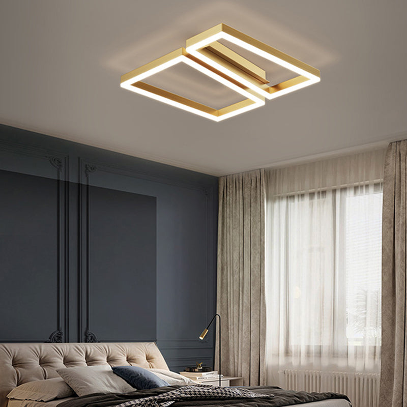 Contemporary Geometric Flush Light Metal 2 Light Flush Mount Ceiling Fixture