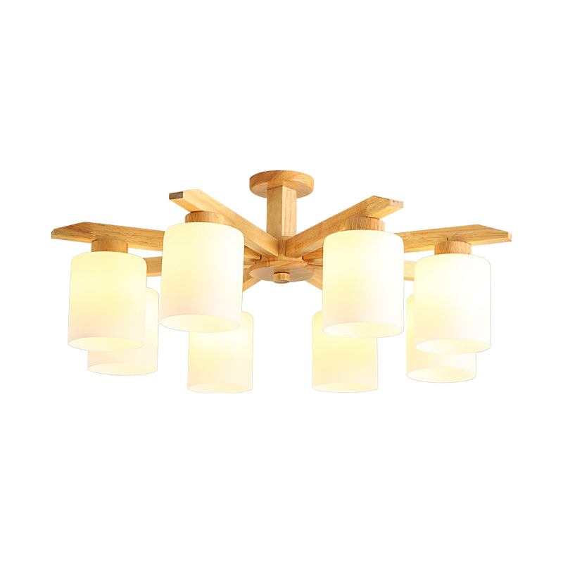 Moderne Flush -Leuchten Holzzylinder Flush Mount Lampe in Braun für Wohnzimmer