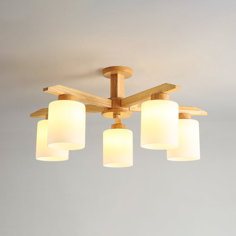 Moderne Flush -Leuchten Holzzylinder Flush Mount Lampe in Braun für Wohnzimmer
