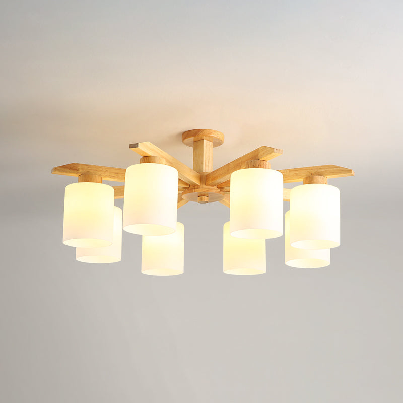 Moderne Flush -Leuchten Holzzylinder Flush Mount Lampe in Braun für Wohnzimmer