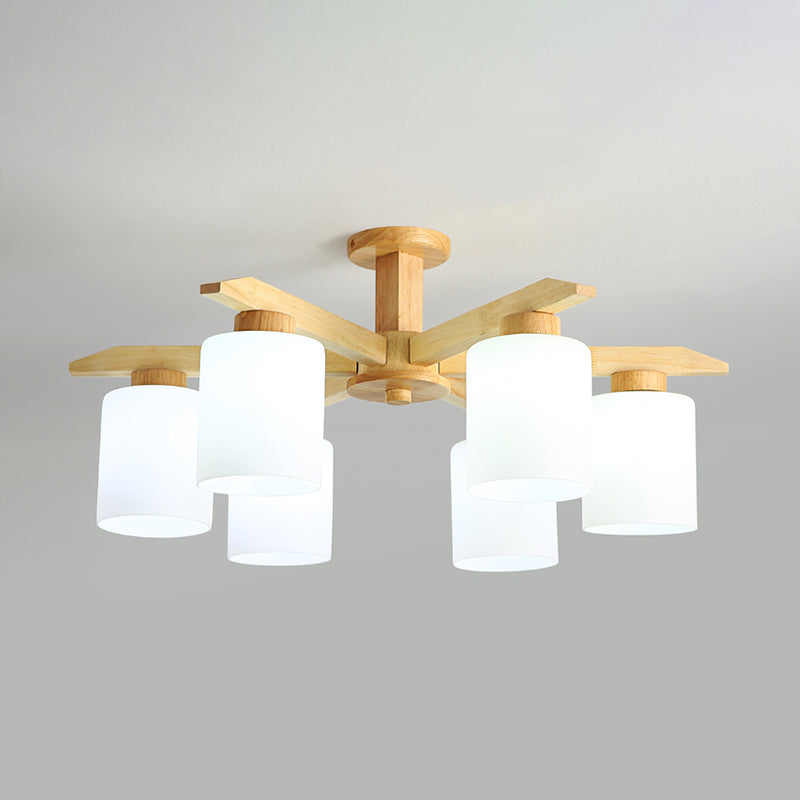 Moderne Flush -Leuchten Holzzylinder Flush Mount Lampe in Braun für Wohnzimmer