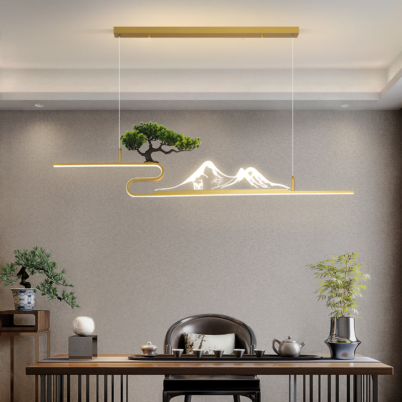 Forma lineal de la isla de la isla de estilo contemporáneo 1 accesorio de iluminación colgante de luz