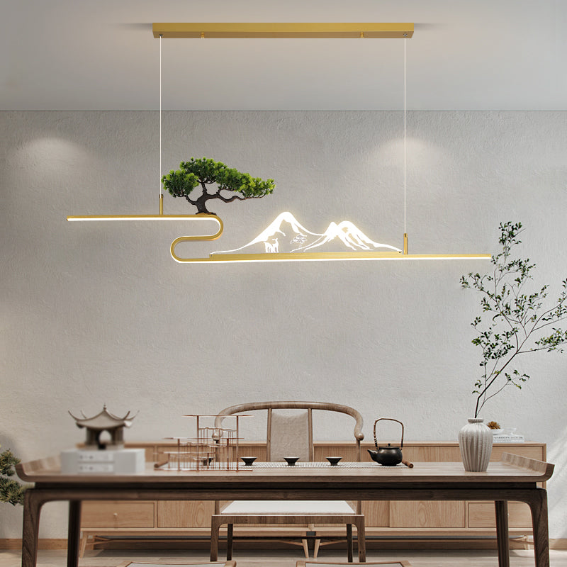 Forma lineal de la isla de la isla de estilo contemporáneo 1 accesorio de iluminación colgante de luz