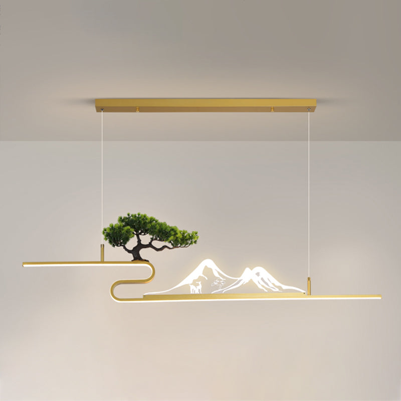 Forma lineal de la isla de la isla de estilo contemporáneo 1 accesorio de iluminación colgante de luz