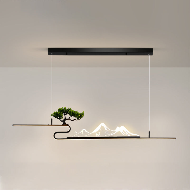 Linear Shape Island Light Contemporary Style Metal 1 Light Pendant Lighting Fixture