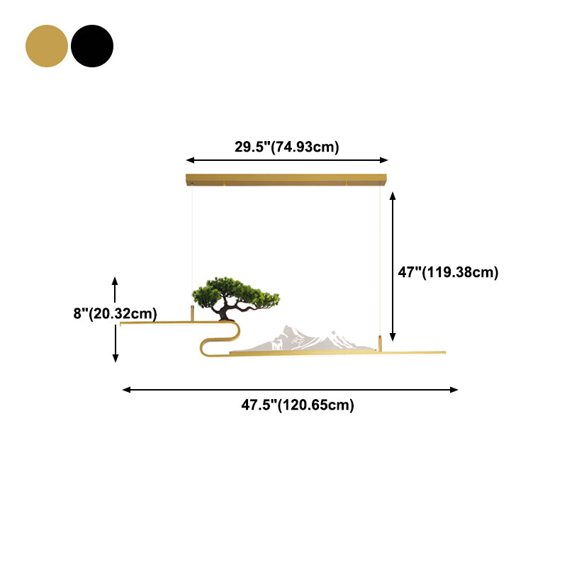 Forma lineal de la isla de la isla de estilo contemporáneo 1 accesorio de iluminación colgante de luz