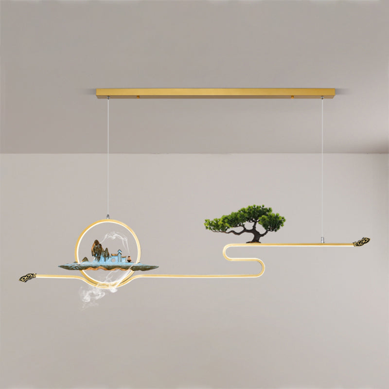 Linear Shape Island Lights Contemporary Style Metal Two Light Pendant Lighting Fixtures