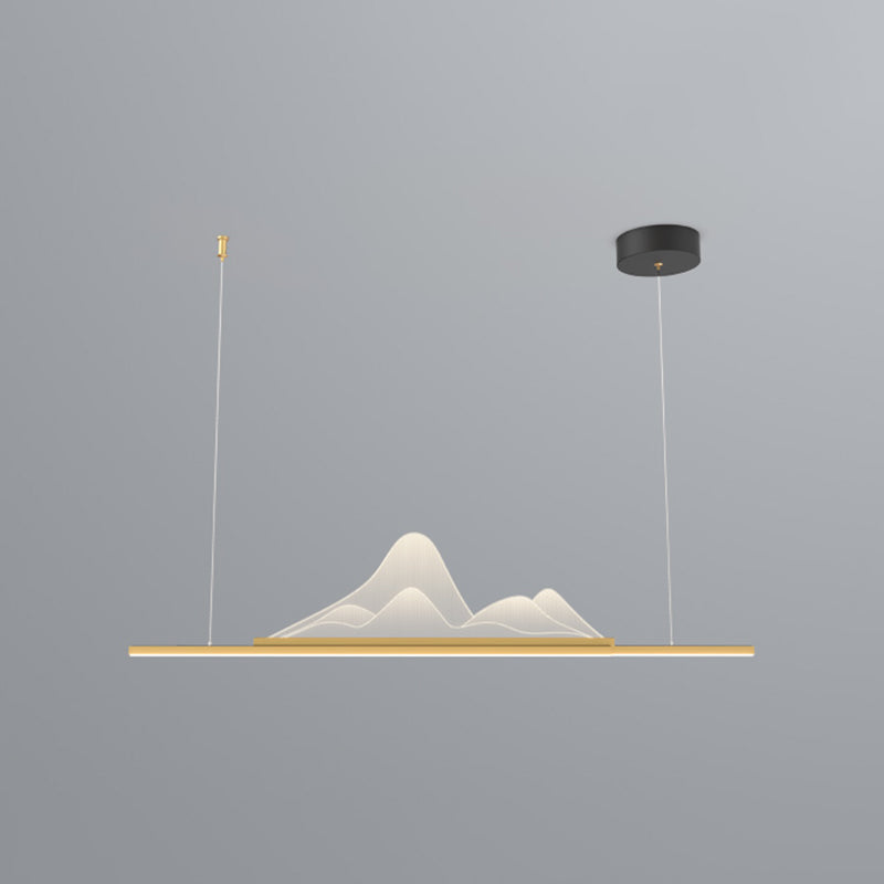 Modern Metal Pendant Lighting 1-Light Linear Island Pendant Light