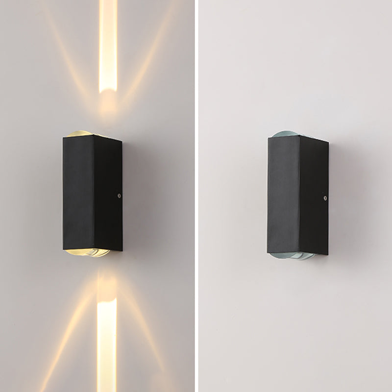 Moderner Stil quadratischer Schatten Wandleuchte Metal 2 Leuchten Wandmontage Beleuchtung in Schwarz