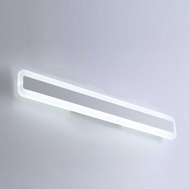Metal Linear Shade Wall Sconce Modern Style 1-Light Mirror Wall Lighting Fixture in White