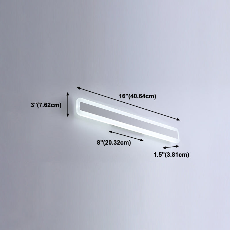 Metal Linear Shade Wall Sconce Modern Style 1-Light Mirror Wall Lighting Fixture in White