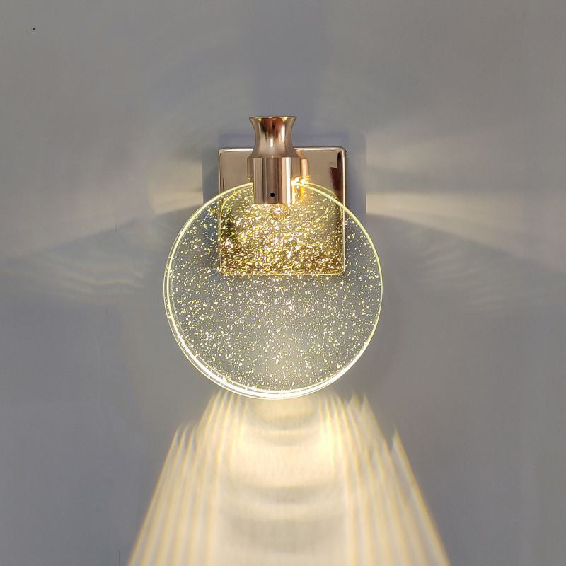 Crystal Round Vanity Wall Sconce Modern Style 1 Light Vanity Lighting Fixtures