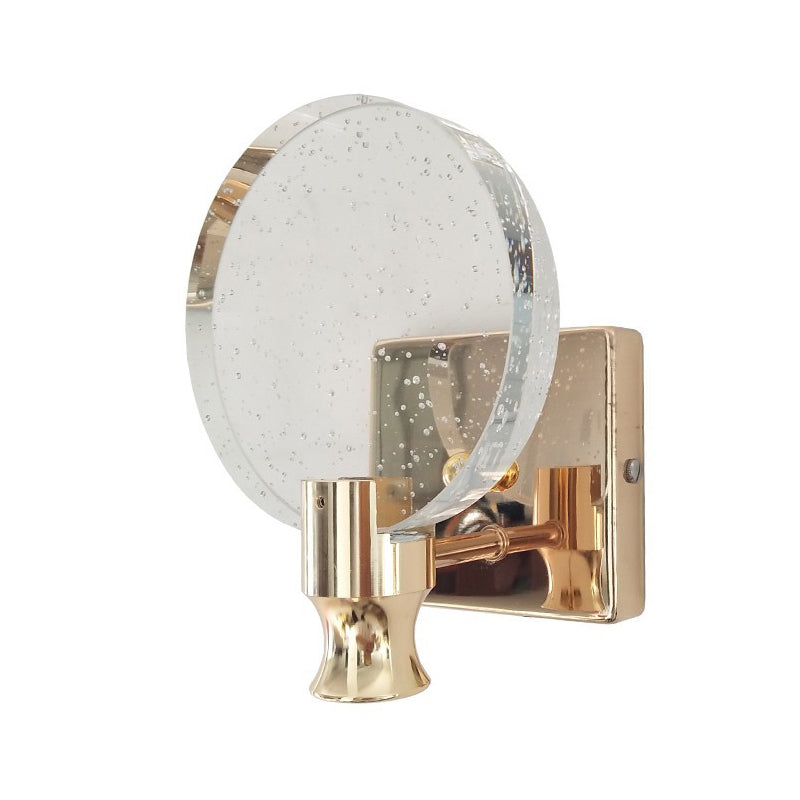 Crystal Round Vanity Wall Sconce Modern Style 1 Light Vanity Lighting Fixtures