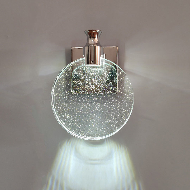 Crystal Round Vanity Wall Sconce Modern Style 1 Light Vanity Lighting Fixtures