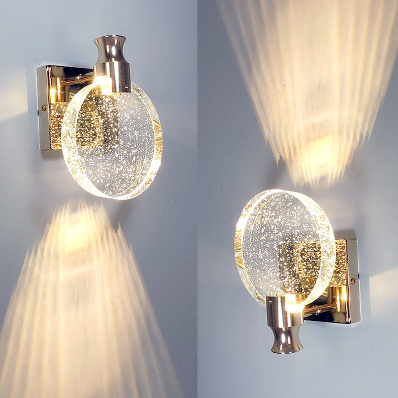 Crystal Round Vanity Wall Sconce Modern Style 1 Light Vanity Lighting Fixtures