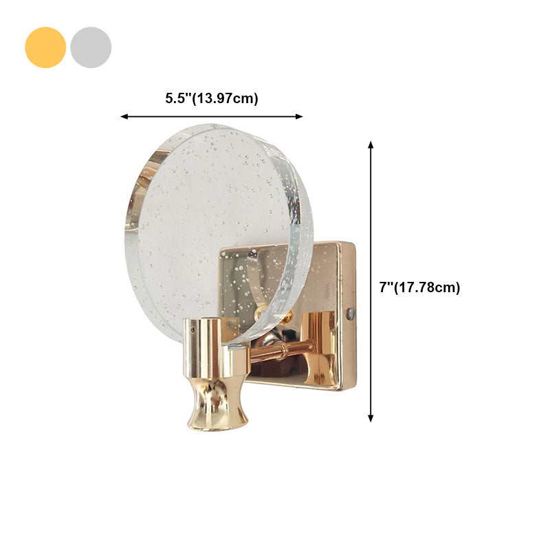 Crystal Round Vanity Wall Sconce Modern Style 1 Light Vanity Lighting Fixtures