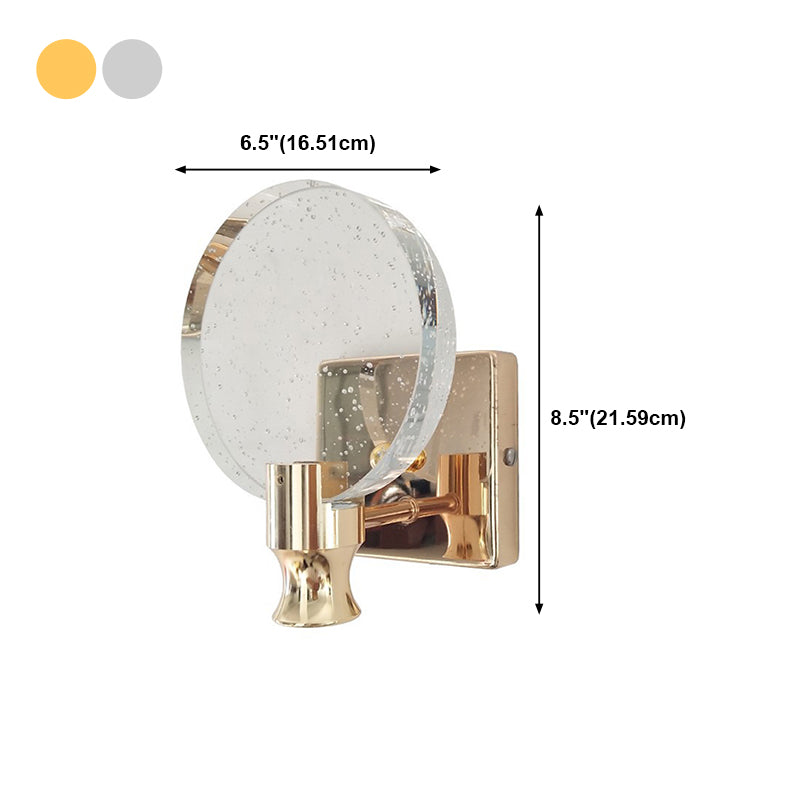 Crystal Round Vanity Wall Sconce Modern Style 1 Light Vanity Lighting Fixtures