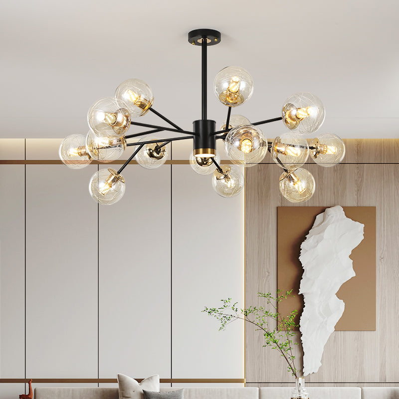 Contemporary Sphere Chandelier Lights Glass Chandelier Pendant Light in Black