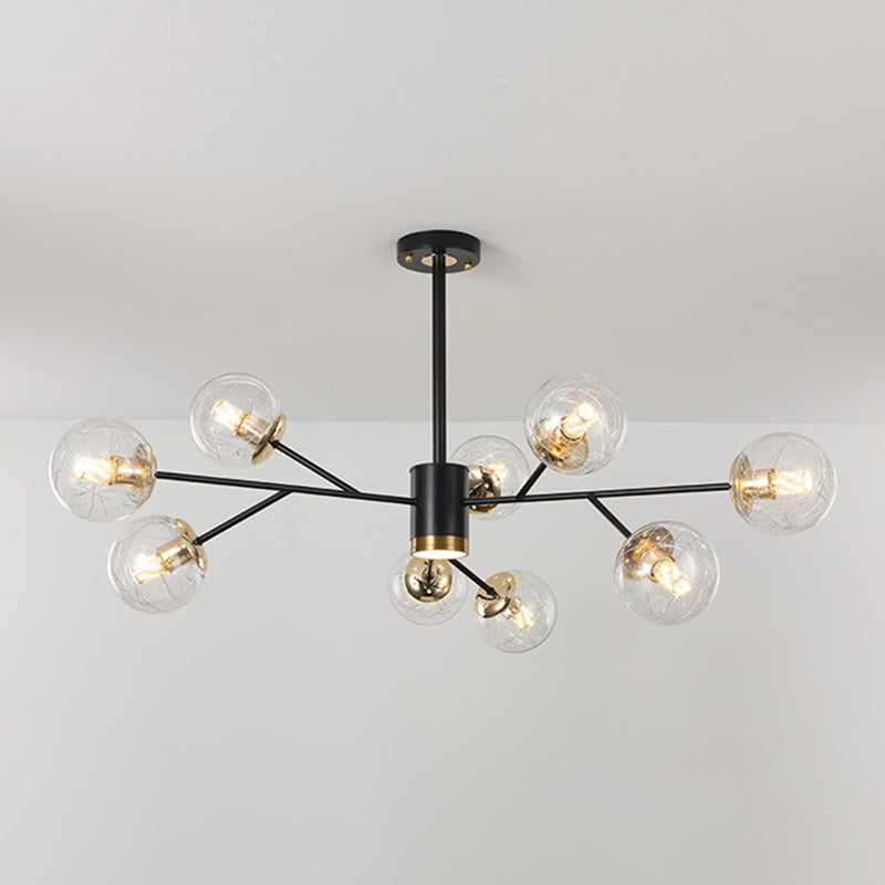 Contemporary Sphere Chandelier Lights Glass Chandelier Pendant Light in Black