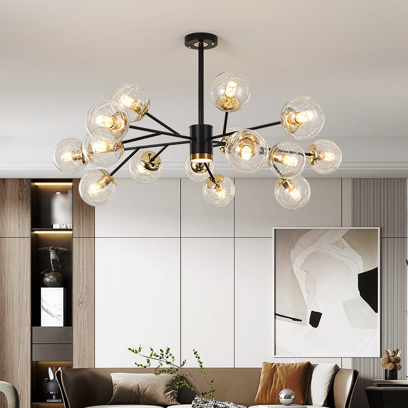 Contemporary Sphere Chandelier Lights Glass Chandelier Pendant Light in Black