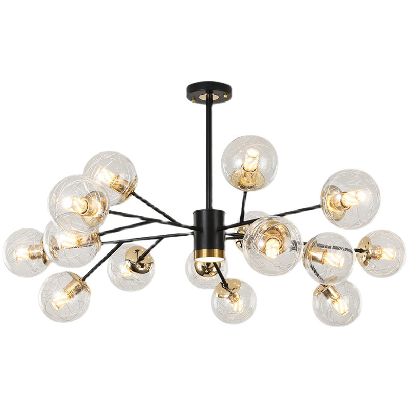 Contemporary Sphere Chandelier Lights Glass Chandelier Pendant Light in Black